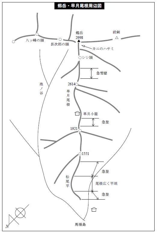 剱岳・早月尾根周辺図