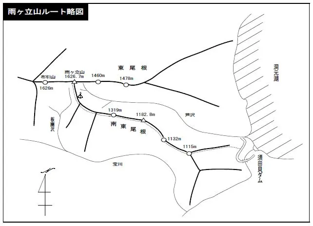 雨ヶ立山ルート略図