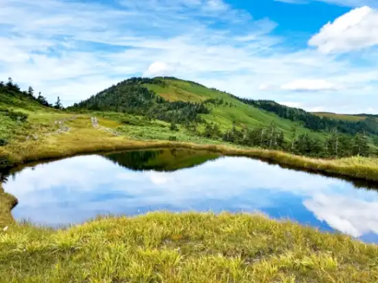 一番好きな、池塘に写る逆さ会津駒